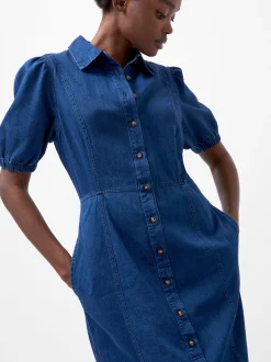 French Connection Dresses|Midi Dresses-Chambray Button Through Denim Shirt Dress