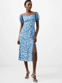French Connection Party Dresses-Clara Textured Puff Sleeve Midi Dress