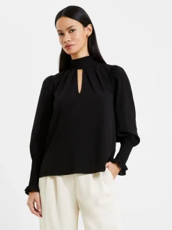 French Connection Tops-Crepe Light High Neck Long Sleeve Top