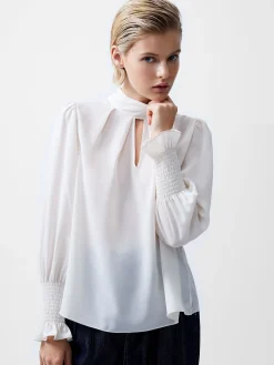 French Connection Tops-Crepe Light High Neck Long Sleeve Top