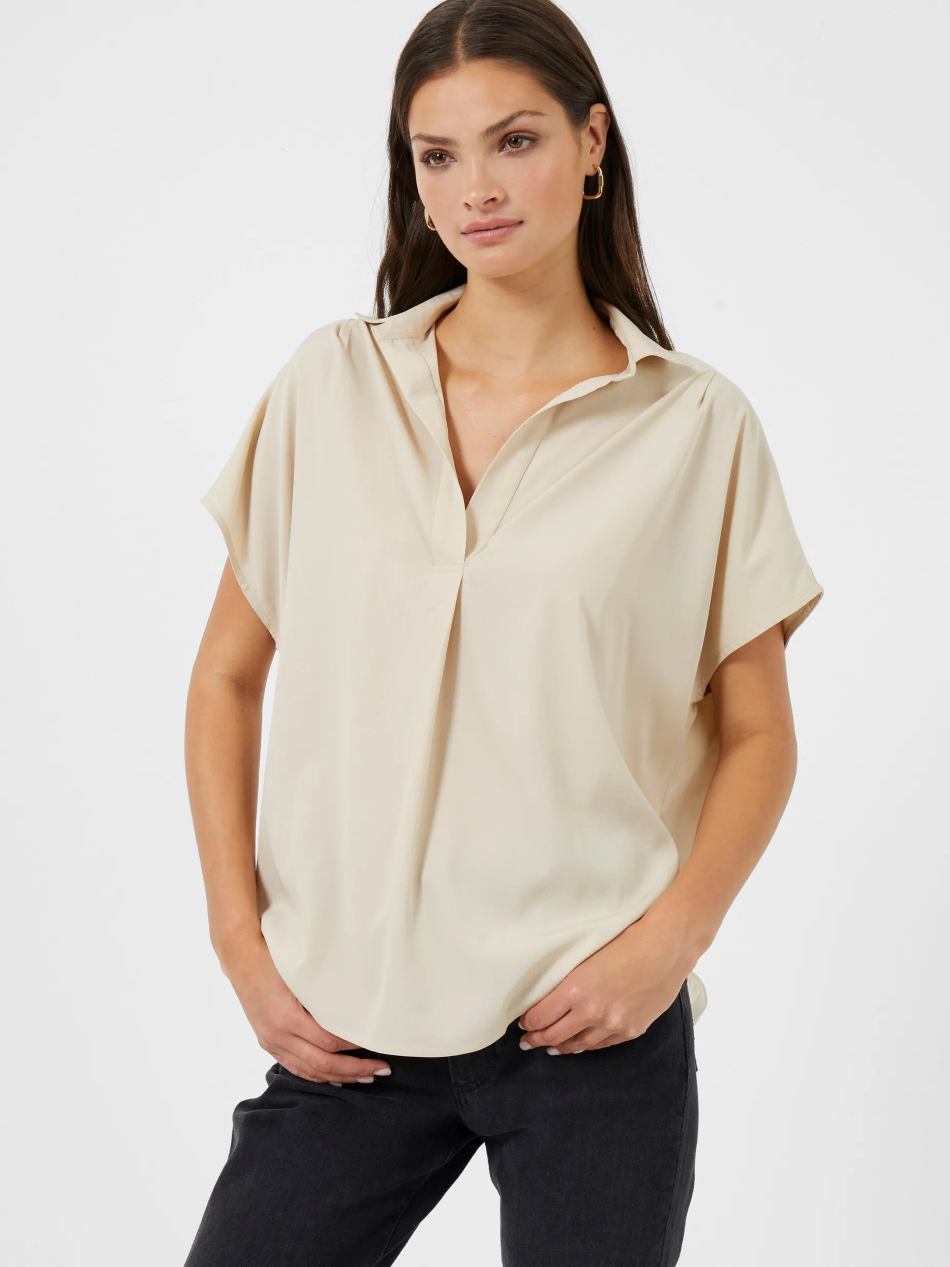 French Connection Tops|Shirts-Crepe Light Recycled Popover Shirt