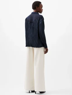 French Connection Tops|Shirts-Crina Crinkle Satin Georgette Mix Shirt