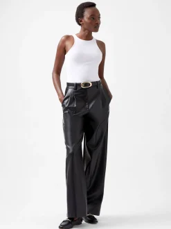 French Connection Trousers-Crolenda PU Wide Leg Trousers