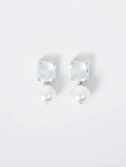 Women French Connection Jewellery|Jewellery-Crystal Faux Pearl Drop Earrings