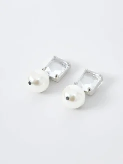 Women French Connection Jewellery|Jewellery-Crystal Faux Pearl Drop Earrings
