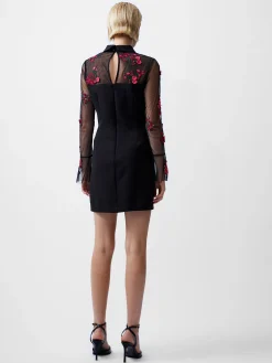 French Connection Dresses|Mini Dresses-Darcy Embroidered Long Sleeve Mini Dress