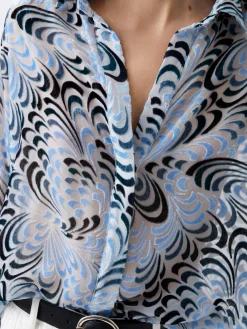 French Connection Tops|Shirts-Diandra Devore V-Neck Button Through Popover Shirt