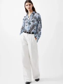 French Connection Tops|Shirts-Diandra Devore V-Neck Button Through Popover Shirt