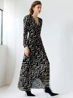 French Connection Dresses|Maxi Dresses-Diandra Satin Devore Maxi Dress