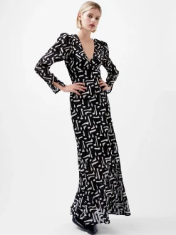 French Connection Dresses|Maxi Dresses-Diandra Satin Devore Maxi Dress