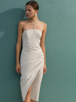 French Connection Party Dresses-Echo Crepe Halterneck Midi Dress