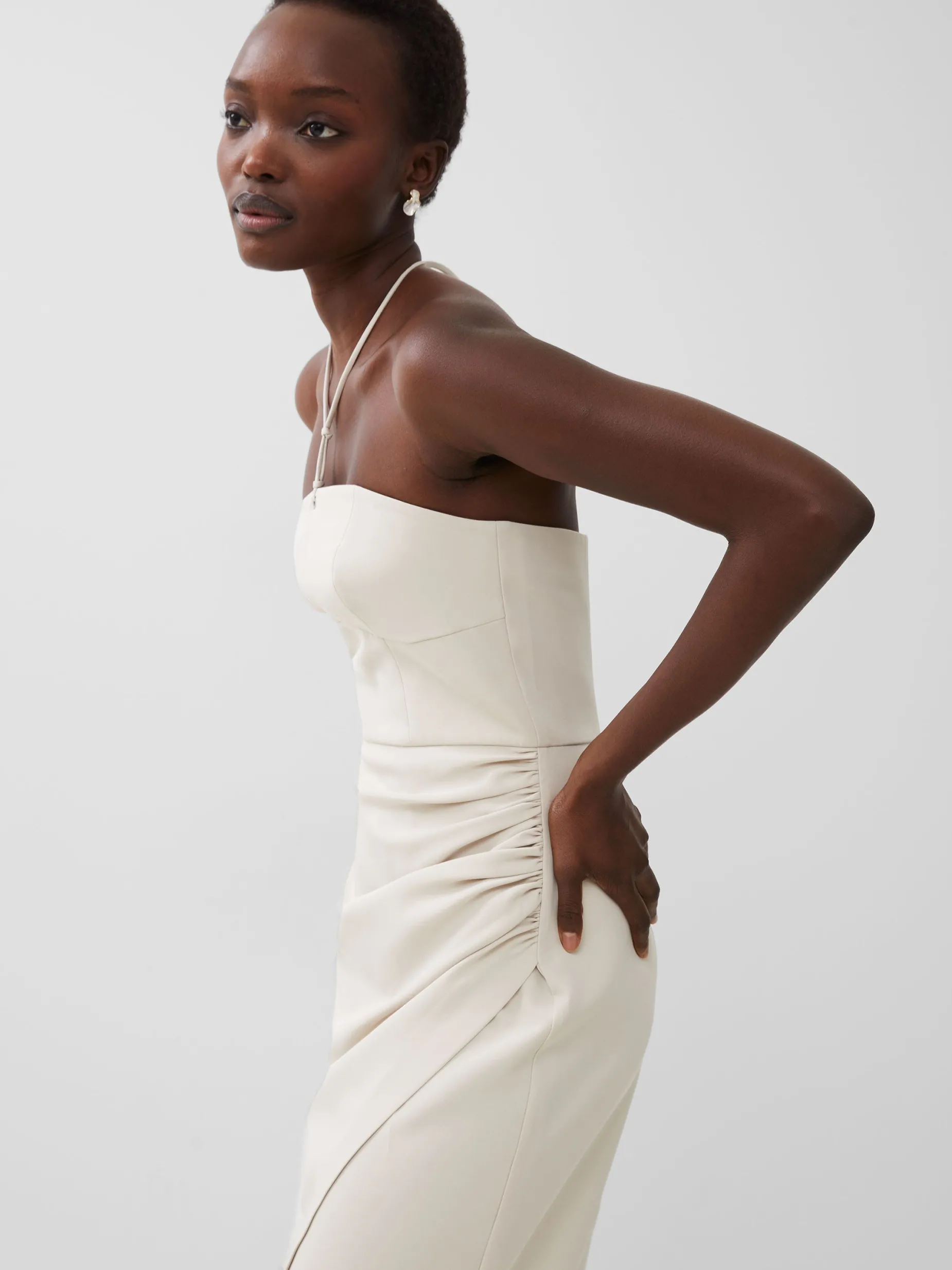French Connection Party Dresses-Echo Crepe Halterneck Midi Dress