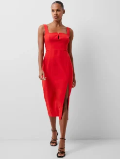 French Connection Party Dresses-Echo Crepe Keyhole Midi Dress