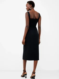 French Connection Party Dresses-Echo Crepe Neck Detail Midi Dress