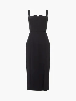 French Connection Party Dresses-Echo Crepe Neck Detail Midi Dress