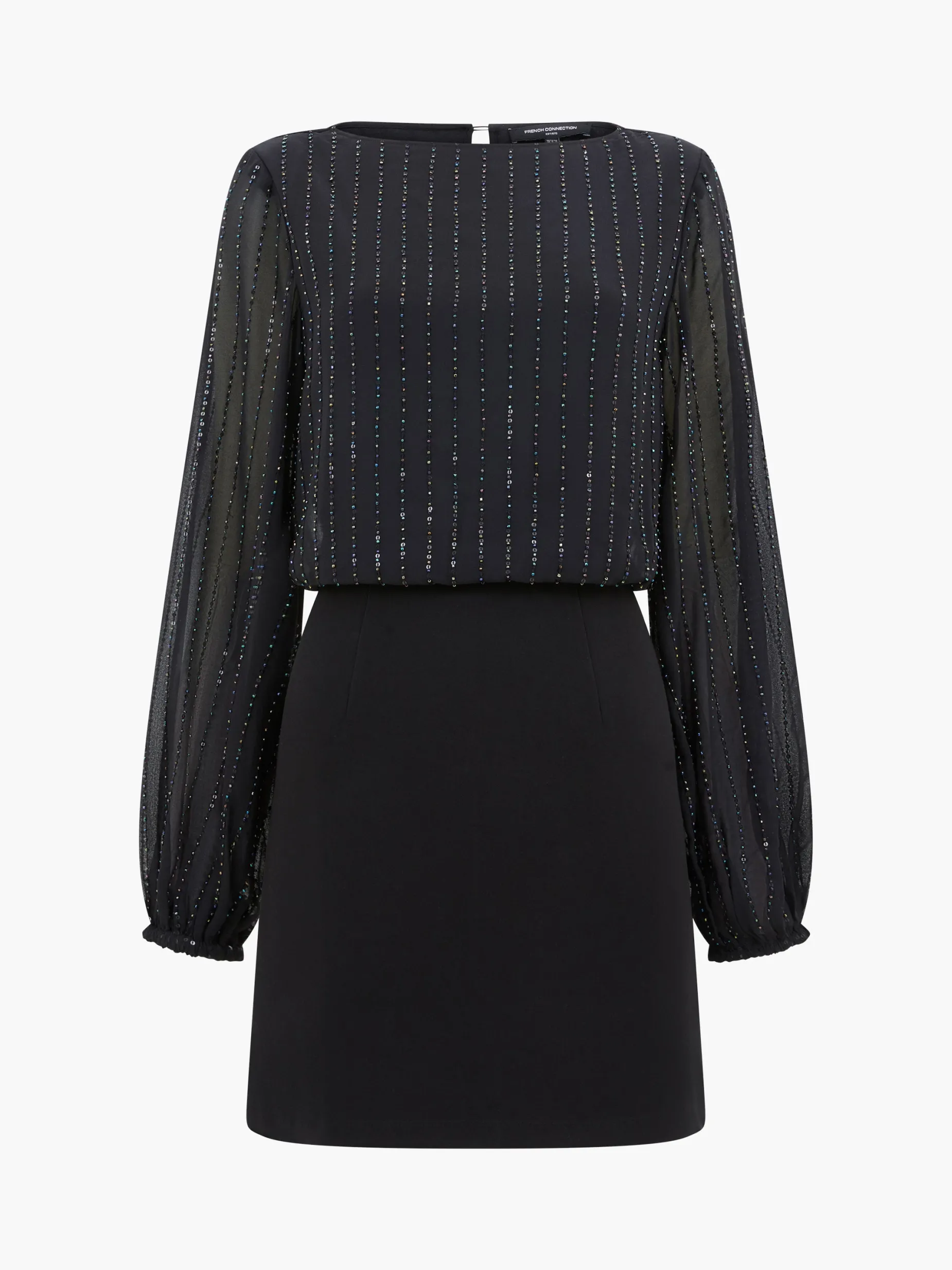 French Connection Dresses|Mini Dresses-Effy Sequin Slash Neck Long Sleeve Dress