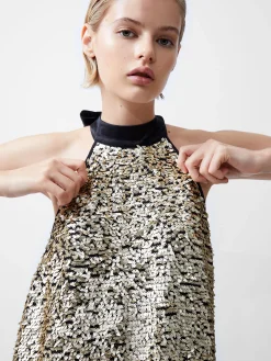 French Connection Dresses|Mini Dresses-Elah Sequin Halterneck Mini Dress