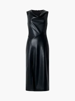 French Connection Dresses|Midi Dresses-Elettra Recycled PU Cowl Neck Sleeveless Midi Dress