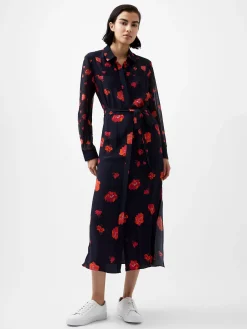 French Connection Dresses|Midi Dresses-Ella Eco Rose Long Sleeve Shirt Dress