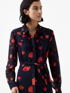 French Connection Dresses|Midi Dresses-Ella Eco Rose Long Sleeve Shirt Dress