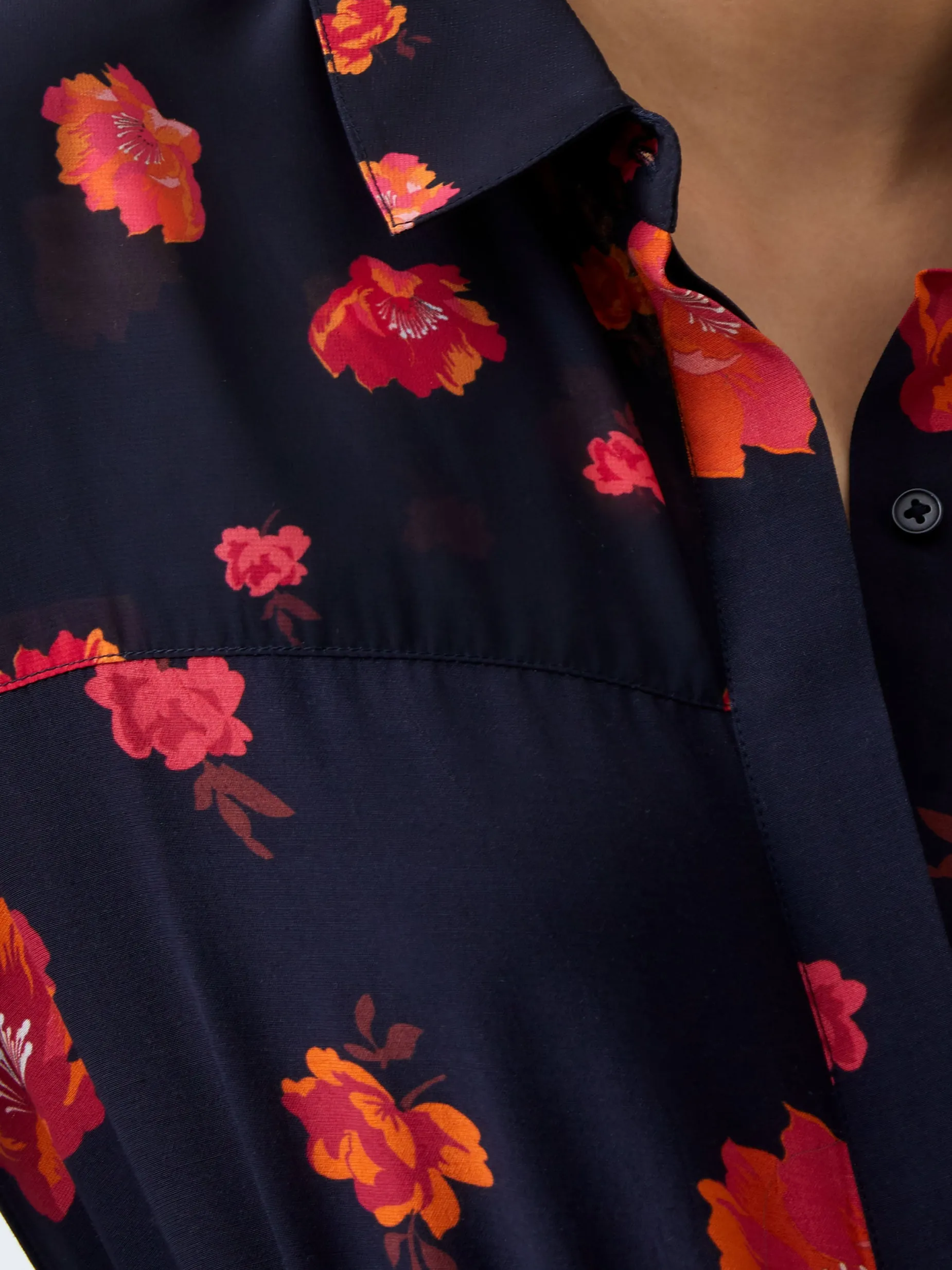 French Connection Dresses|Midi Dresses-Ella Eco Rose Long Sleeve Shirt Dress