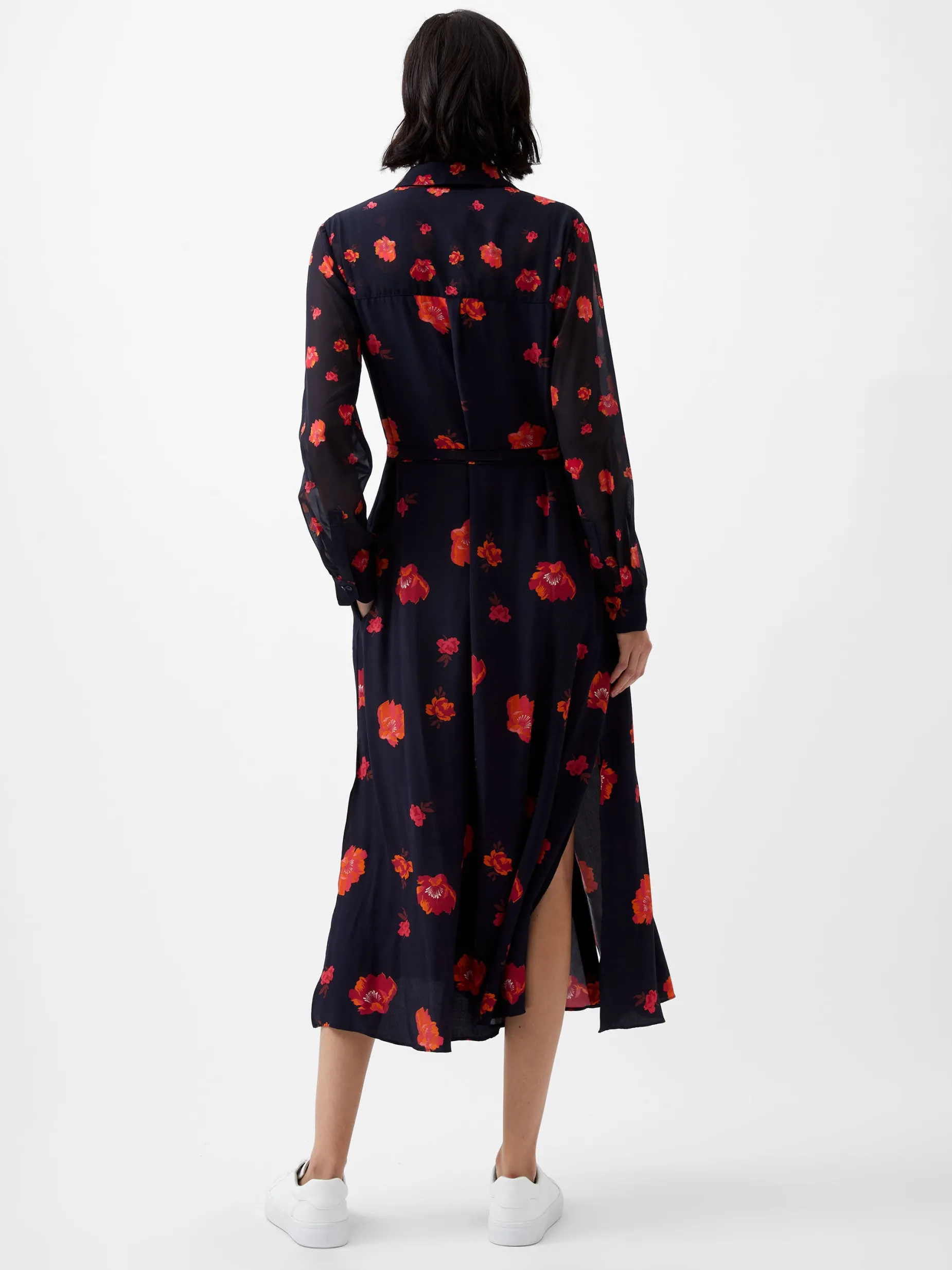 French Connection Dresses|Midi Dresses-Ella Eco Rose Long Sleeve Shirt Dress