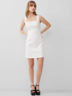 French Connection Party Dresses-Embroidered Darcy Crepe Mini Dress