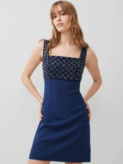 French Connection Party Dresses-Embroidered Darcy Crepe Mini Dress