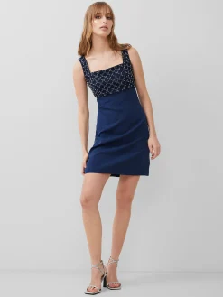 French Connection Party Dresses-Embroidered Darcy Crepe Mini Dress