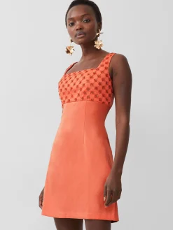 French Connection Party Dresses-Embroidered Darcy Crepe Mini Dress