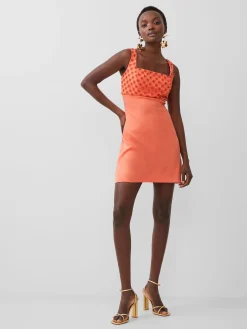 French Connection Party Dresses-Embroidered Darcy Crepe Mini Dress