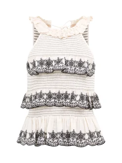 French Connection Co-Ords-Embroidered Felicity Halterneck Top
