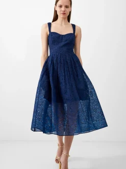French Connection Party Dresses-Embroidered Lace Strappy Dress