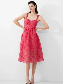 French Connection Party Dresses-Embroidered Lace Strappy Dress