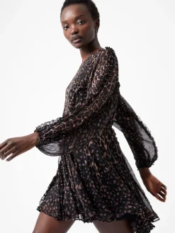 French Connection Dresses|Mini Dresses-Emina Chiffon Print Long Sleeve Mini Dress