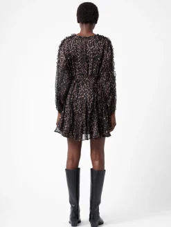 French Connection Dresses|Mini Dresses-Emina Chiffon Print Long Sleeve Mini Dress