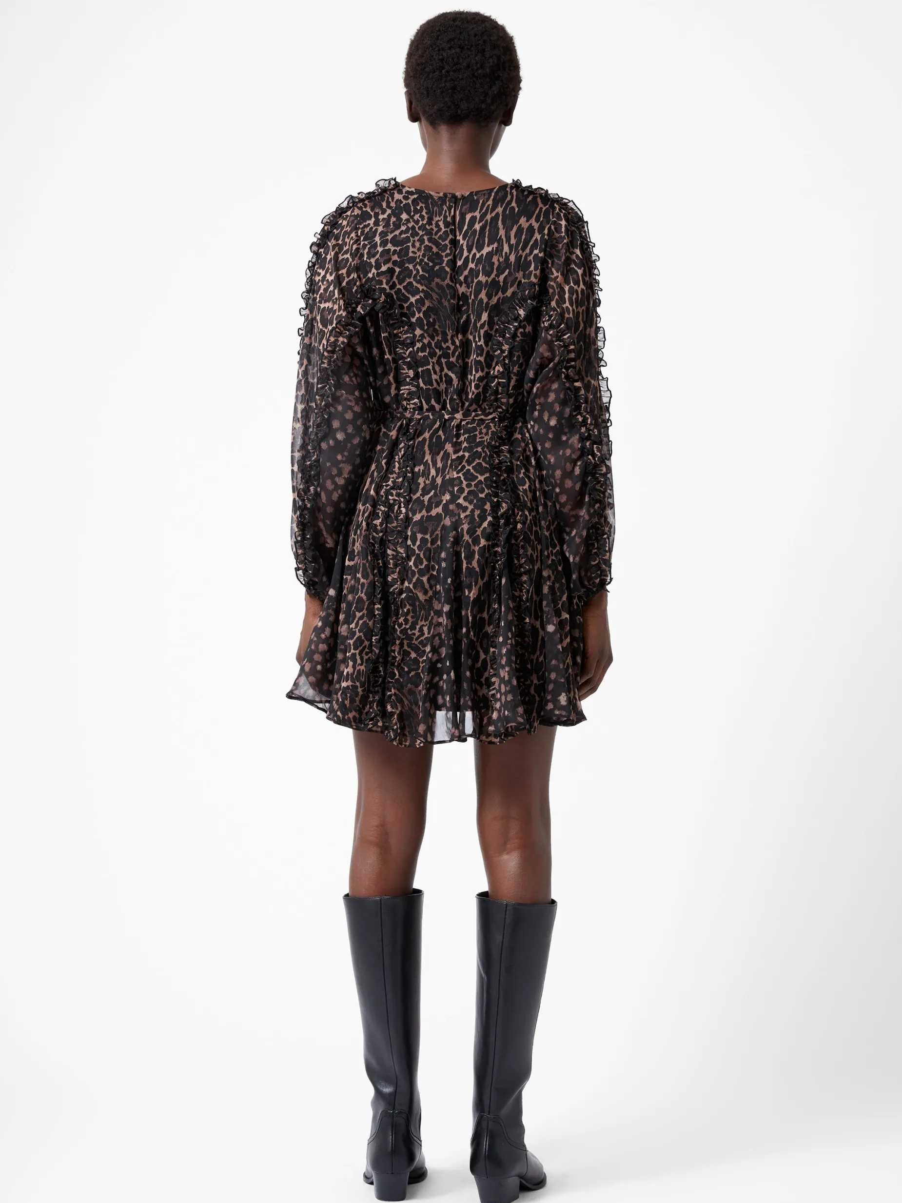 French Connection Dresses|Mini Dresses-Emina Chiffon Print Long Sleeve Mini Dress