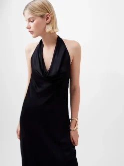 French Connection Dresses|Maxi Dresses-Ennis Eco Satin Halterneck Midi Dress