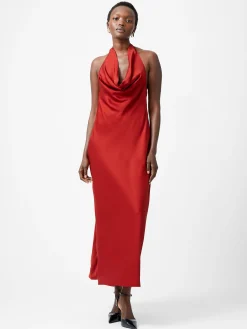 French Connection Dresses|Maxi Dresses-Ennis Eco Satin Halterneck Midi Dress