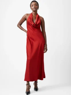 French Connection Dresses|Maxi Dresses-Ennis Eco Satin Halterneck Midi Dress