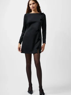 French Connection Dresses|Mini Dresses-Fenix Satin Bow Long Sleeve Mini Dress