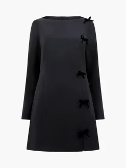 French Connection Dresses|Mini Dresses-Fenix Satin Bow Long Sleeve Mini Dress