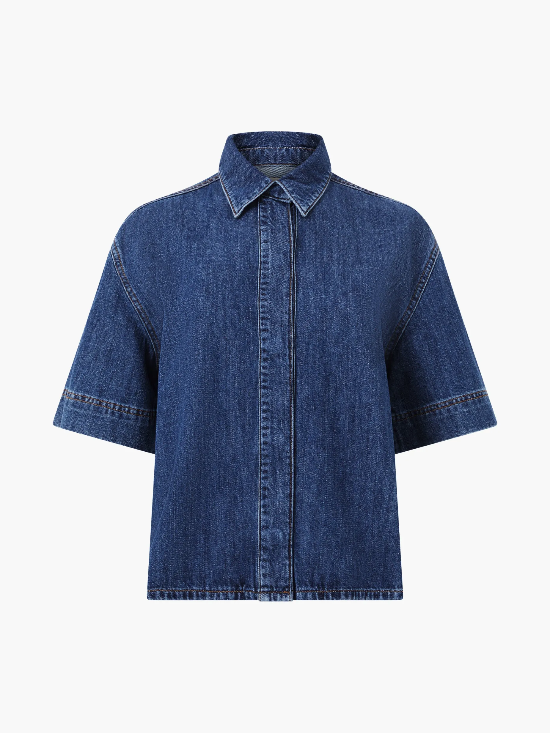 French Connection Tops|Shirts-Finley Denim Short Sleeve Shirt
