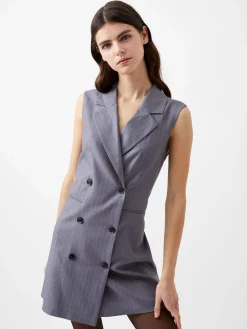 French Connection Dresses|Mini Dresses-Fiorella Pin Stripe Tuxedo Mini Dress