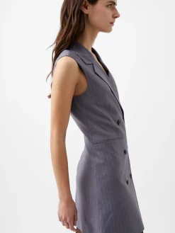 French Connection Dresses|Mini Dresses-Fiorella Pin Stripe Tuxedo Mini Dress