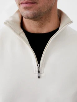 French Connection Knitwear-Fleeceback Funnel Neck Half Zip Sweatshirt
