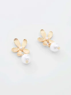 Women French Connection Jewellery|Jewellery-Flower Faux Pearl Drop Earrings