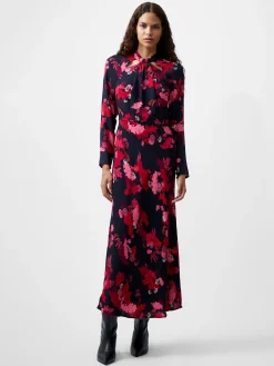 French Connection Dresses|Midi Dresses-Foliage Chiara Tie Knot Neck Dress