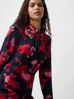 French Connection Dresses|Midi Dresses-Foliage Chiara Tie Knot Neck Dress