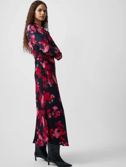 French Connection Dresses|Midi Dresses-Foliage Chiara Tie Knot Neck Dress